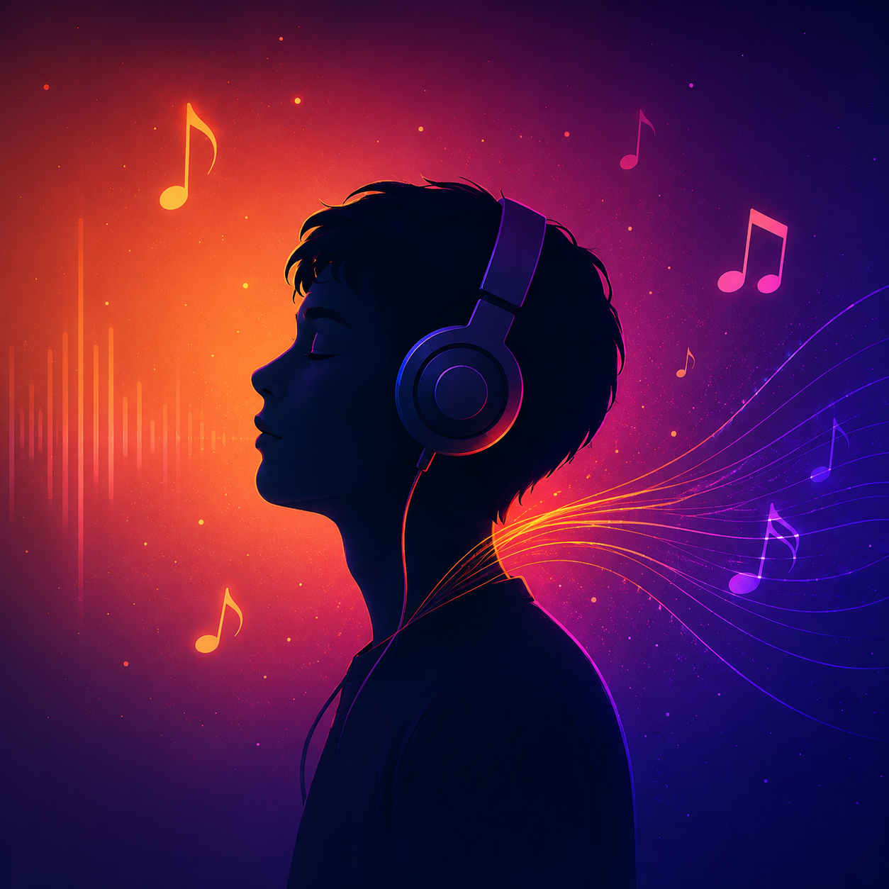 Persona escuchando música para representar reproducción continua