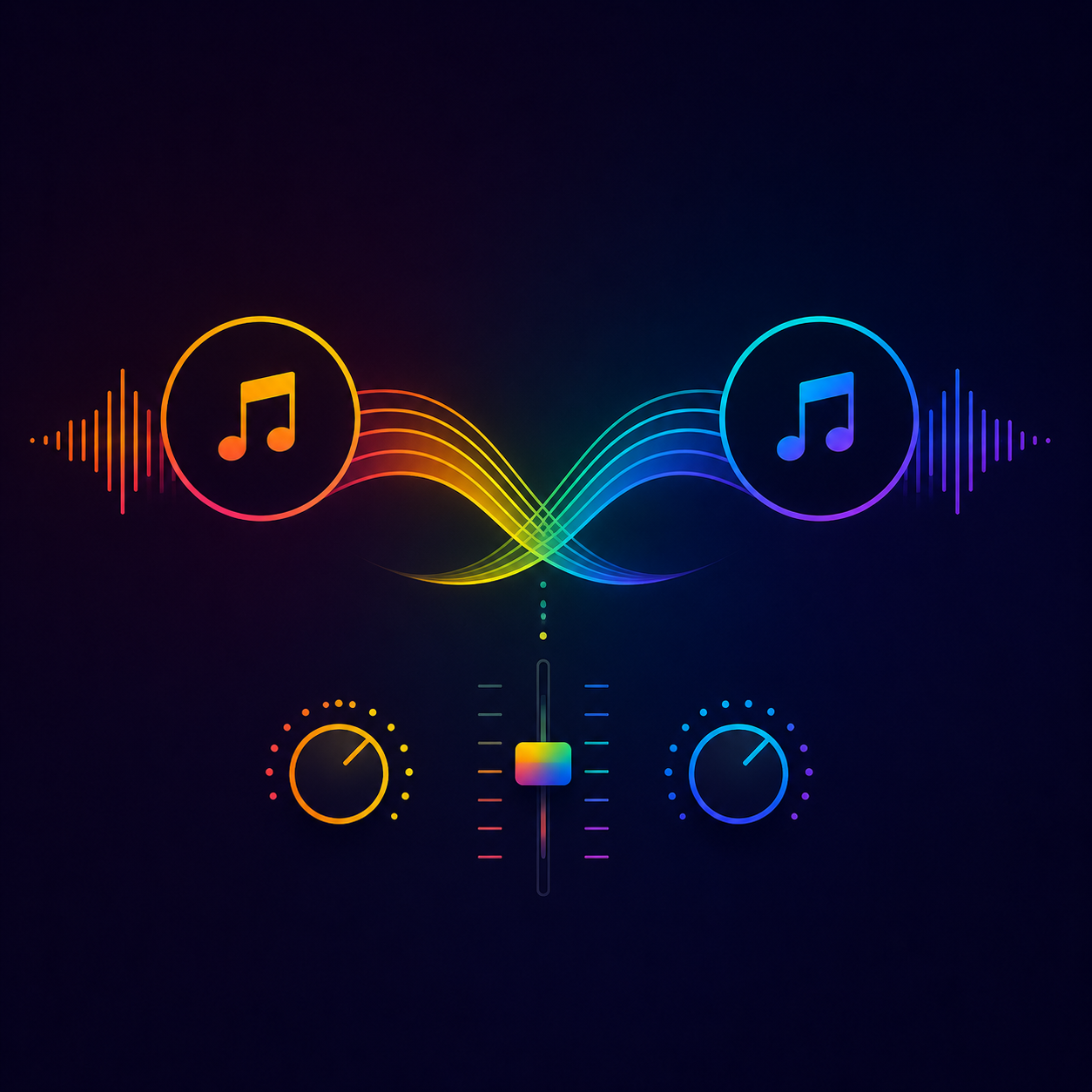 Visual de crossfade entre dos canciones para representar la mezcla